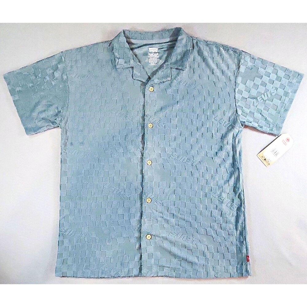Levi's Boys XL Blue Short Sleeve Button-Front Collared Check Shirt 91U056-MDH